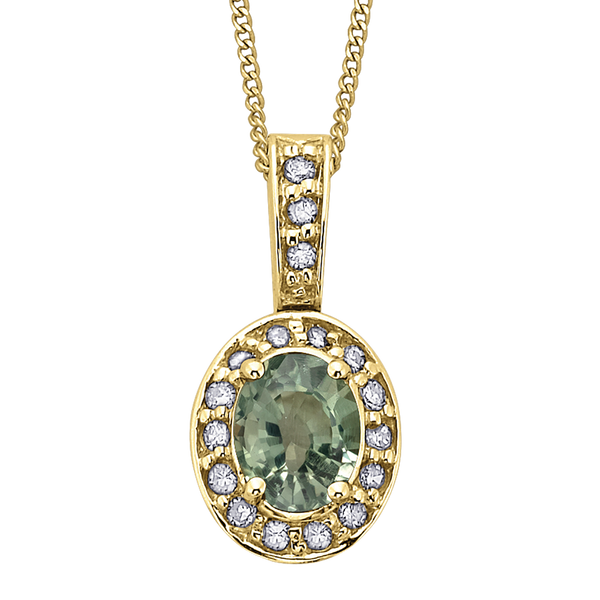 10K Green Sapphire & Diamond Necklace