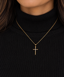 10K Yellow Gold Sapphire & Diamond Cross Pendant