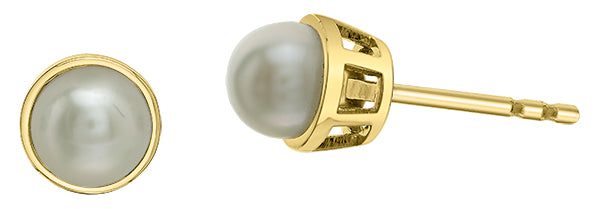 10K Yellow 5mm Freshwater Pearl Stud Earrings