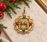 Vintage 10K Yellow Gold Christmas Fireplace Charm Pendant