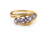 10K Yellow Gold Synthetic Tanzanite-Colour Ring