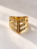 18K Yellow Gold Chevron-Style Statement Ring
