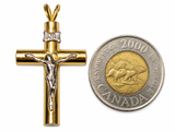 14K Yellow Gold Two-Tone Crucifix Pendant