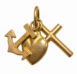 14K Yellow Gold Anchor, Heart & Cross Pendant
