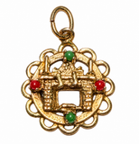 Vintage 10K Yellow Gold Christmas Fireplace Charm Pendant