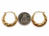10K Yellow Gold Textured Hoop Earrings