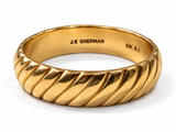 10K Yellow Gold Diagonal Ridged Wedding Band