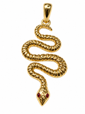 10K Yellow Gold Snake Pendant with Ruby Eyes