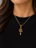 10K Yellow Gold Snake Pendant with Ruby Eyes