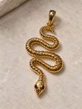 10K Yellow Gold Snake Pendant with Ruby Eyes