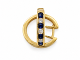 18K Yellow Gold Sapphire & Diamond Hoop Earrings