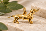 14K Yellow Gold Dachshund Dog Charm Pendant