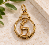 Vintage 10K Yellow Gold Stag Charm Pendant