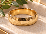 14K Yellow Gold Hammered Wedding Band
