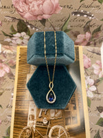 10K Created Blue Sapphire Necklace