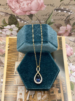 10K Created Blue Sapphire Necklace