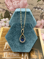 10K Created Blue Sapphire Necklace