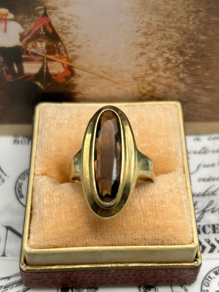 8K smoky quartz ring