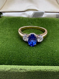 14K Yellow & White Gold Sapphire and Diamond Three-Stone Ring