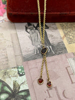 10K yellow gold garnet drop necklace