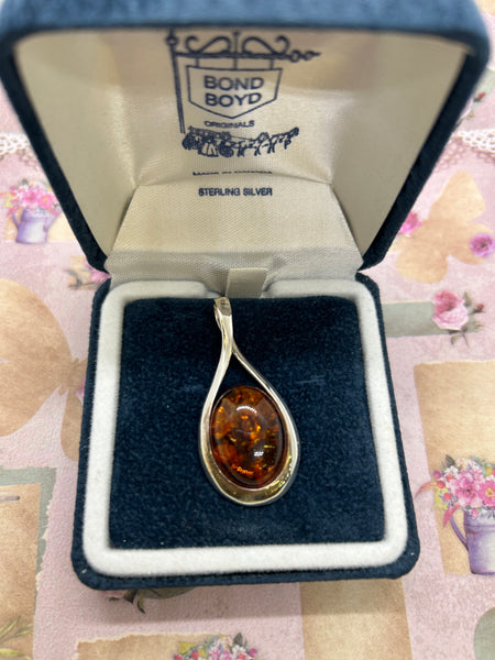 Sterling Silver Red Amber Pendant