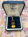 Sterling Silver Trio Amber Pendant