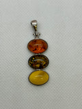 Sterling Silver Trio Amber Pendant