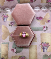 10K oval pink stone ring