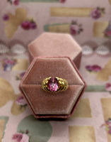 10K oval pink stone ring