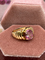 10K oval pink stone ring