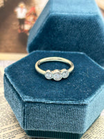 10K Three Stone Diamond Ring - bezel setting