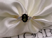 14K Green Sapphire & Diamond Ring