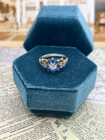 9K blue and white stone ring