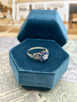 9K blue and white stone ring