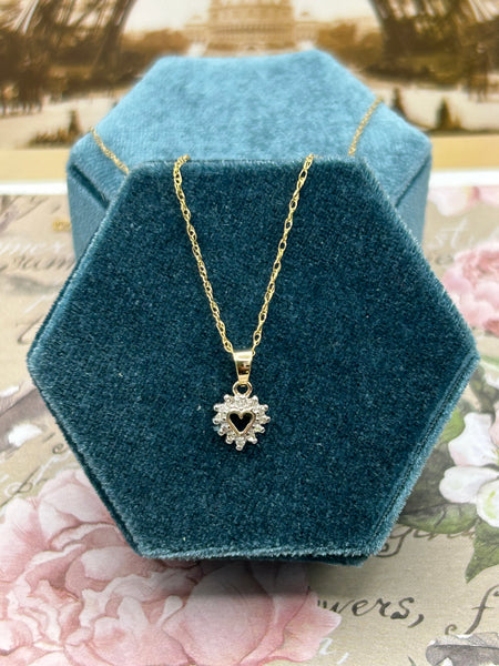 10K Yellow Gold Diamond Heart Necklace