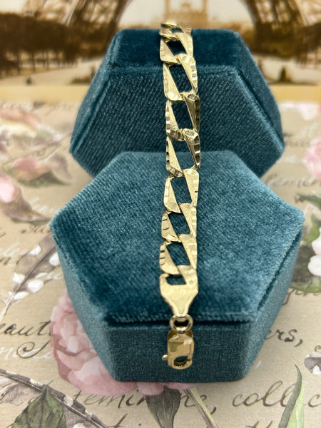 10K textured link bracelet - 9"