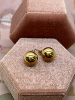 14K YELLOW GOLD HIGH POLISH BALL STUD EARRING - 10MM