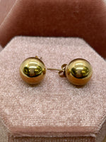 14K YELLOW GOLD HIGH POLISH BALL STUD EARRING - 10MM