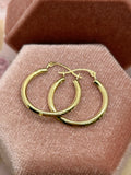 14K yellow gold hoop earrings - knife edge design