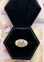 10K signet ring with diamond accent