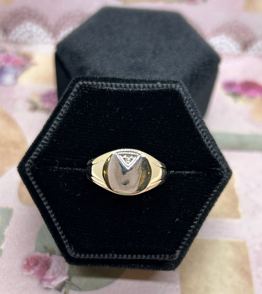 10K signet ring with diamond accent