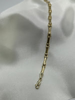 14K yellow gold bamboo link style bracelet - 7.5"