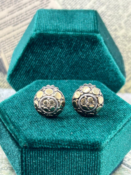 John Hardy 18K / 925 Dot Dome Stud Earrings