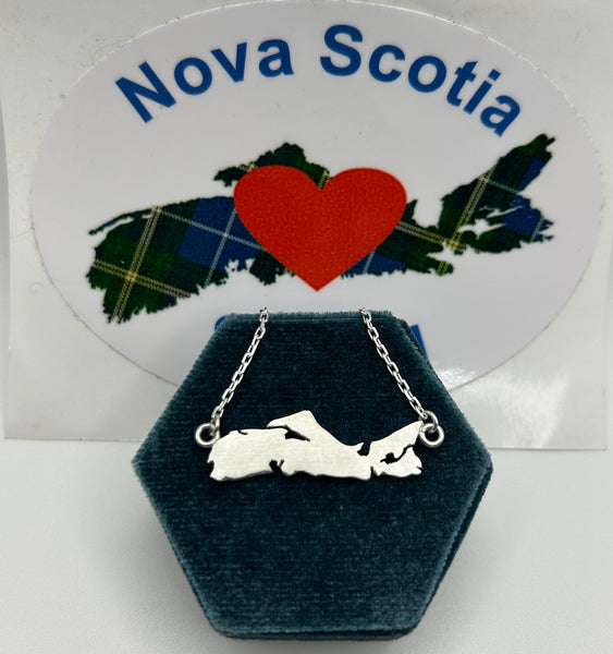 Sterling Silver Nova Scotia Map Necklace - 18"