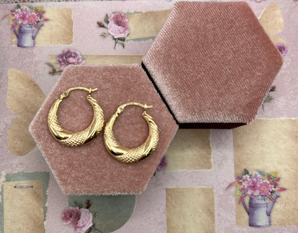 10k textured hoop earrings