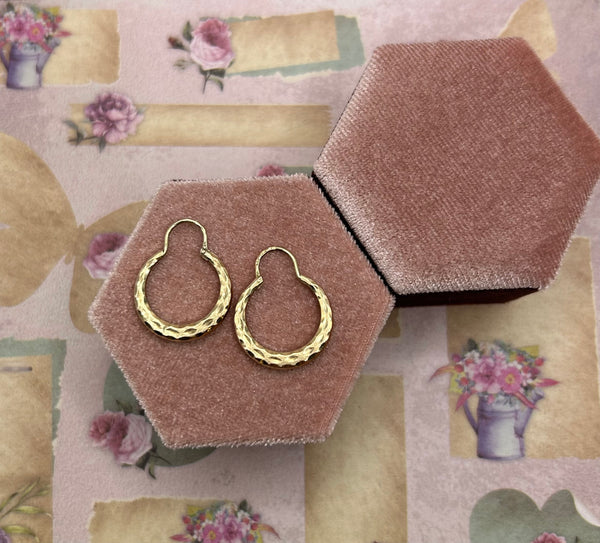 9K textured hoop earrings