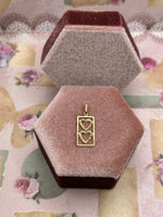 10K double heart pendant - rectangle