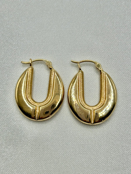 10K flat puffy hoop earrings