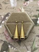 14K pyramid shaped drop earrings