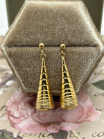 14K pyramid shaped drop earrings